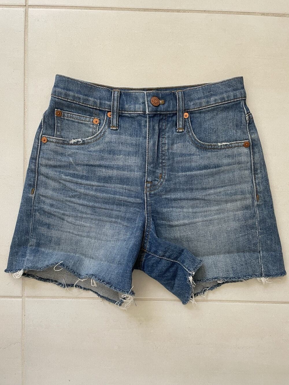 Madewell Jean Shorts Distressed High Rise Cut Off Denim Classic Americana
